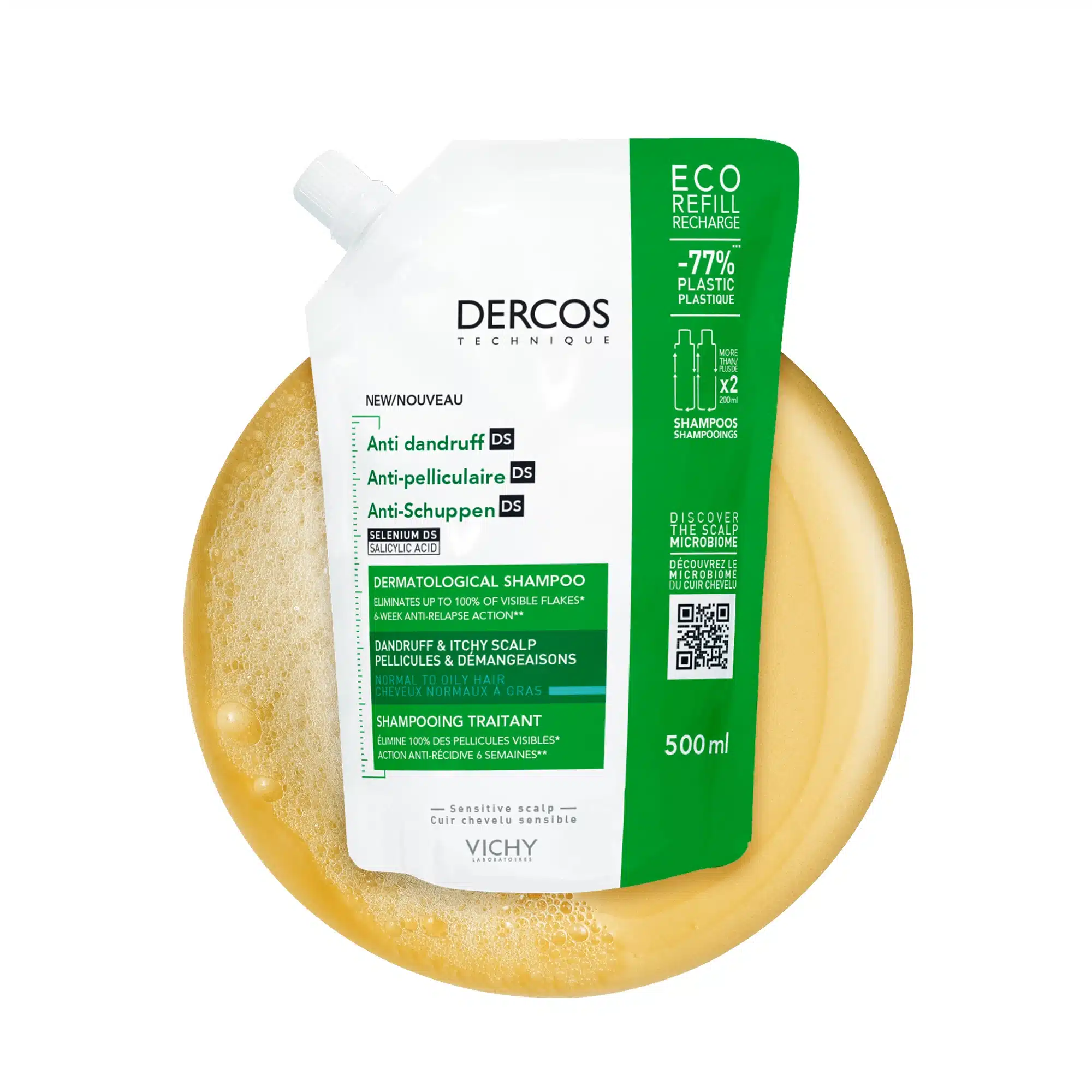 DERCOS TECHNIQUE ECO-RECHARGE SHAMPOOING ANTIPELLICULAIRE DS - CHEVEUX NORMAUX À GRAS