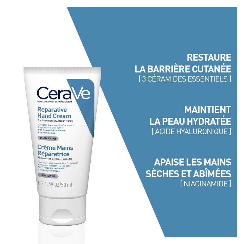 CeraVe Crème Réparatrice Mains Sèches et Abîmées | 100ml